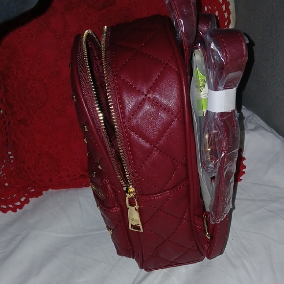 Badgley Mischka *NWT* Diamond Quilted Gold Studded Vegan Leather Backpack main image 12